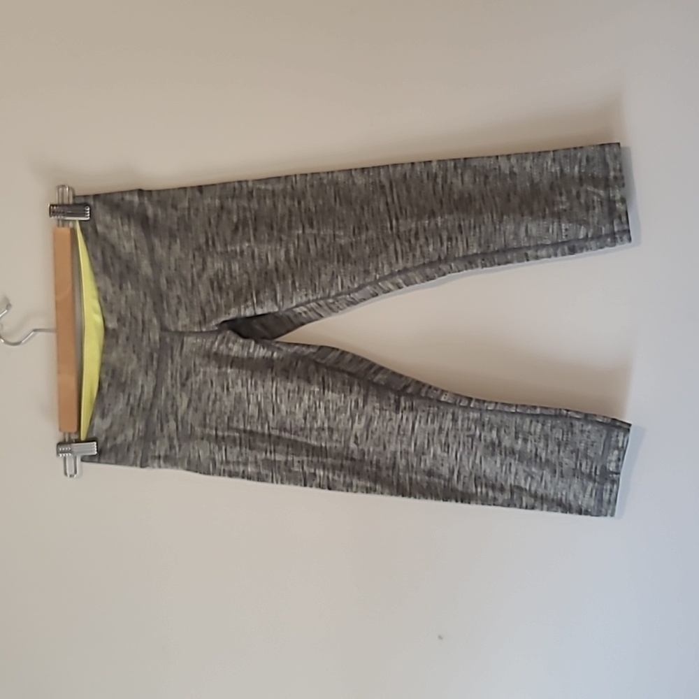 LULULEMON Wunder Under Crop II Diamond Jacquard Space Dye Slate Yellow Size 4